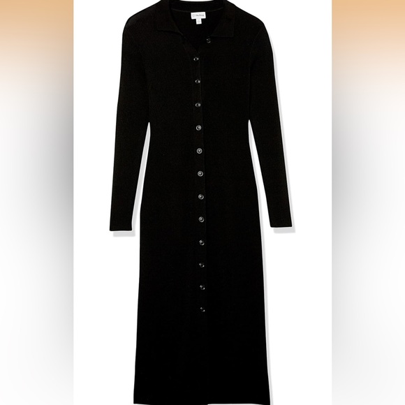 NEW THE DROP Elegant Black Button-Down Dress Jaxon rib sweater dress - Picture 6 of 16